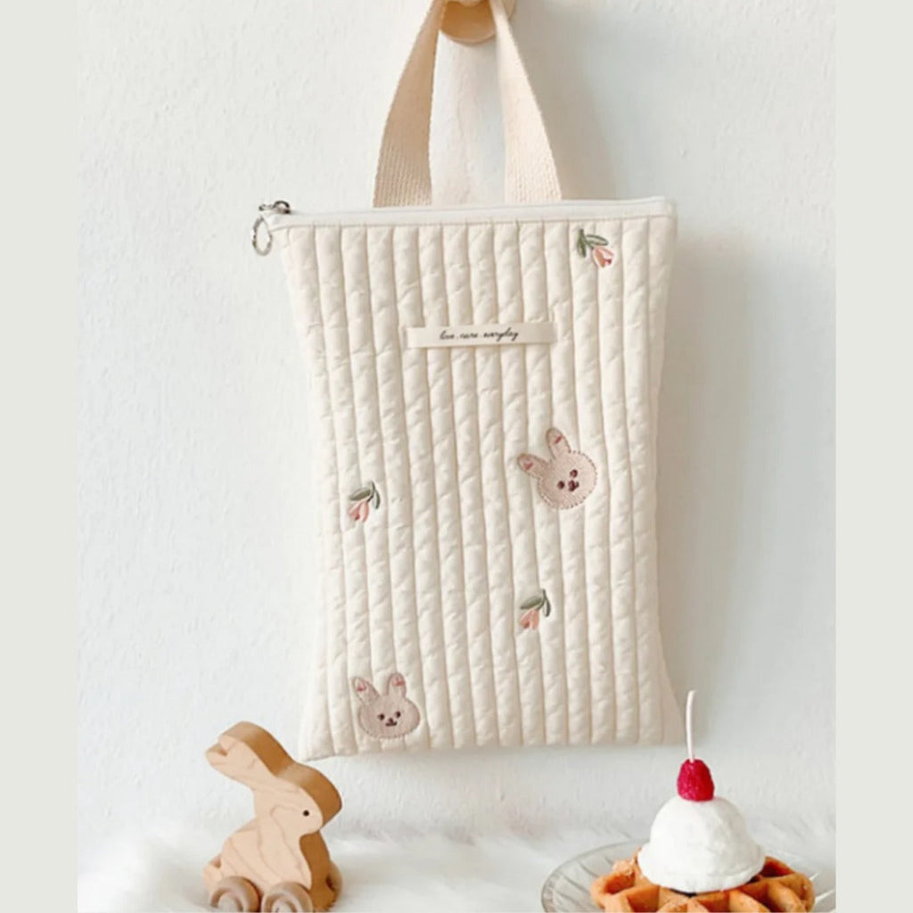 Sac à Langer Brodé Motifs Mignons | TrioNest™ – Coton, Fermeture Zippée, 4 Motifs au Choix