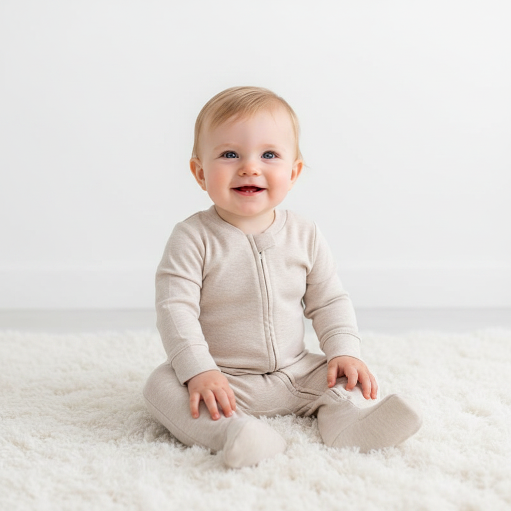 Barboteuse Bébé Manches Longues À Capuche – Coton Hypoallergénique, Motifs Animaux, Boutons-Pression, Unisexe | SoftHood by TrioNest™