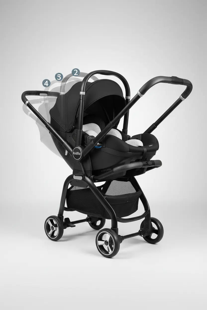 TrioNest™ Poussette 4-en-1 Bidirectionnelle | Nacelle + Siège Auto ECE | Dès la Naissance TrioNest™ Poussette 3 en 1