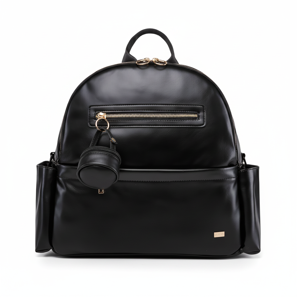 Sac à Dos à Langer Cuir Rose Poudré - Design Chic & Féminin - Imperméable avec Attaches Poussette Incluses | TrioNest™ Élite