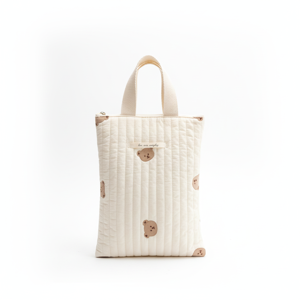 Sac à Langer Brodé Motifs Mignons | TrioNest™ – Coton, Fermeture Zippée, 4 Motifs au Choix