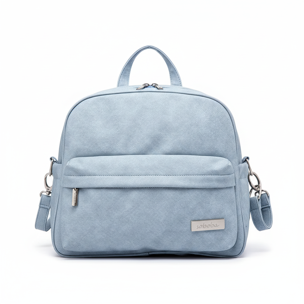 Sac à Langer Bleu Ciel Tissu Soft-Touch - Haute Capacité & Imperméable - Crochets Poussette Inclus | TrioNest™ UrbanSoft