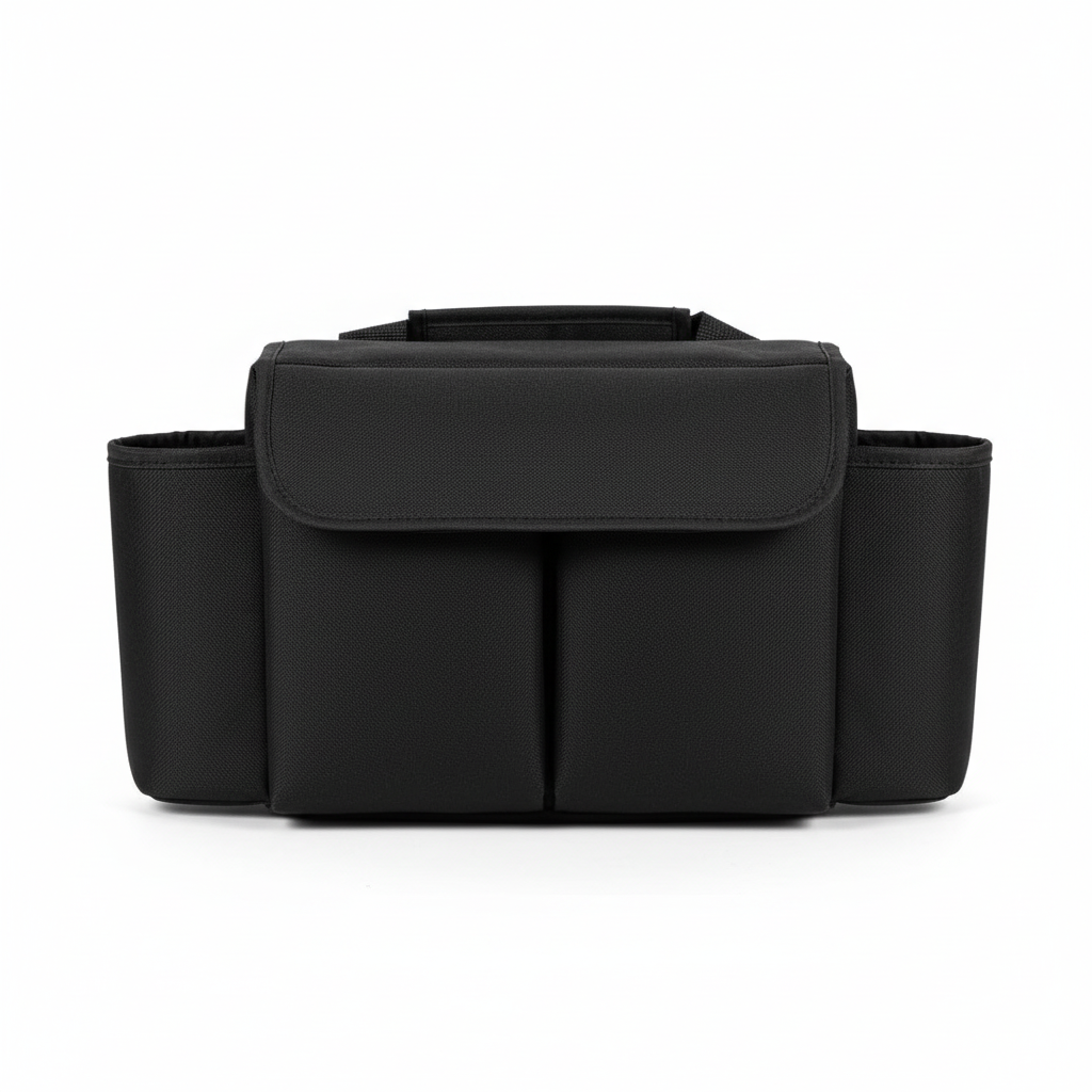 Organisateur de Poussette Universel Noir - Compact & Ultra-Léger - Poche Téléphone Zippée Inclus | TrioNest™ GoGo