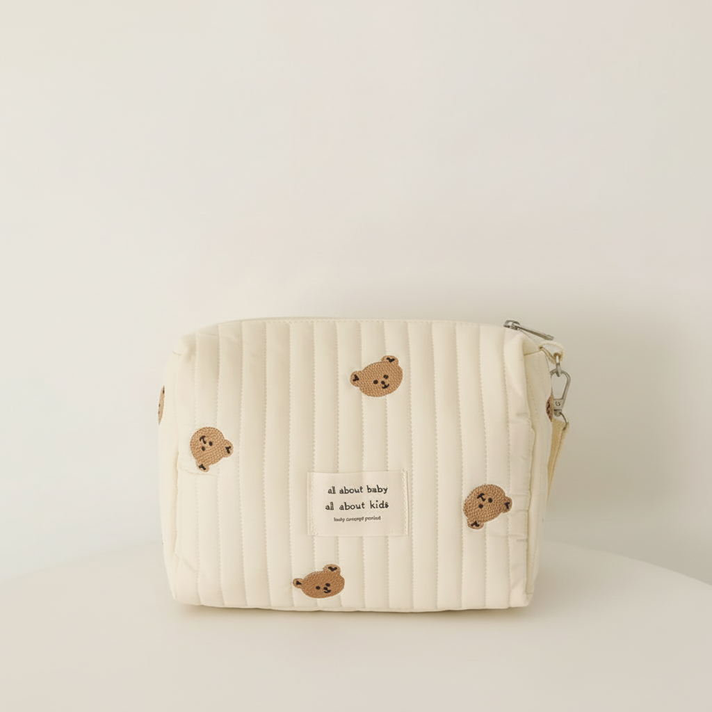 Sac à Langer Anses BlossoNest – Coton Brodé, Fermeture Éclair, Fixation Poussette, 100 g | TrioNest™