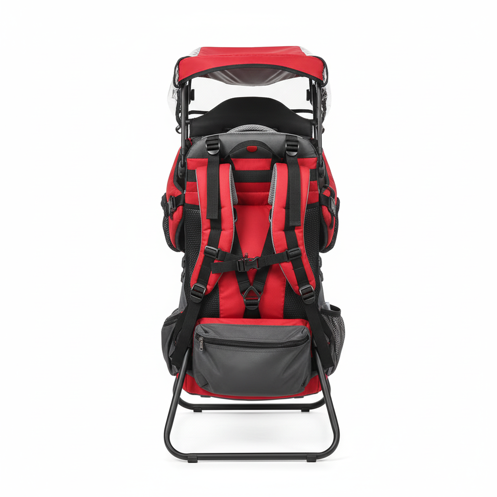 Porte-Bébé Dorsale Toit Étanche TrekNest – Oxford Imperméable, 5 Points, Capuche, 15 kg | TrioNest™