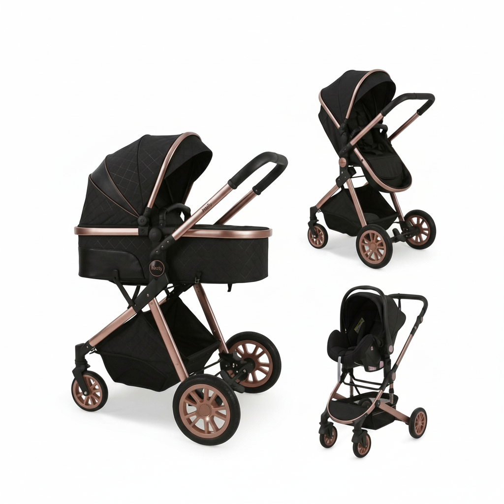 3-in-1 Stroller Complete Newborn Pack – 6 Accessories Included, Carrycot, Group 0+ Car Seat, Reversible Seat, 0-3 Years | TrioNest™ URBANIA