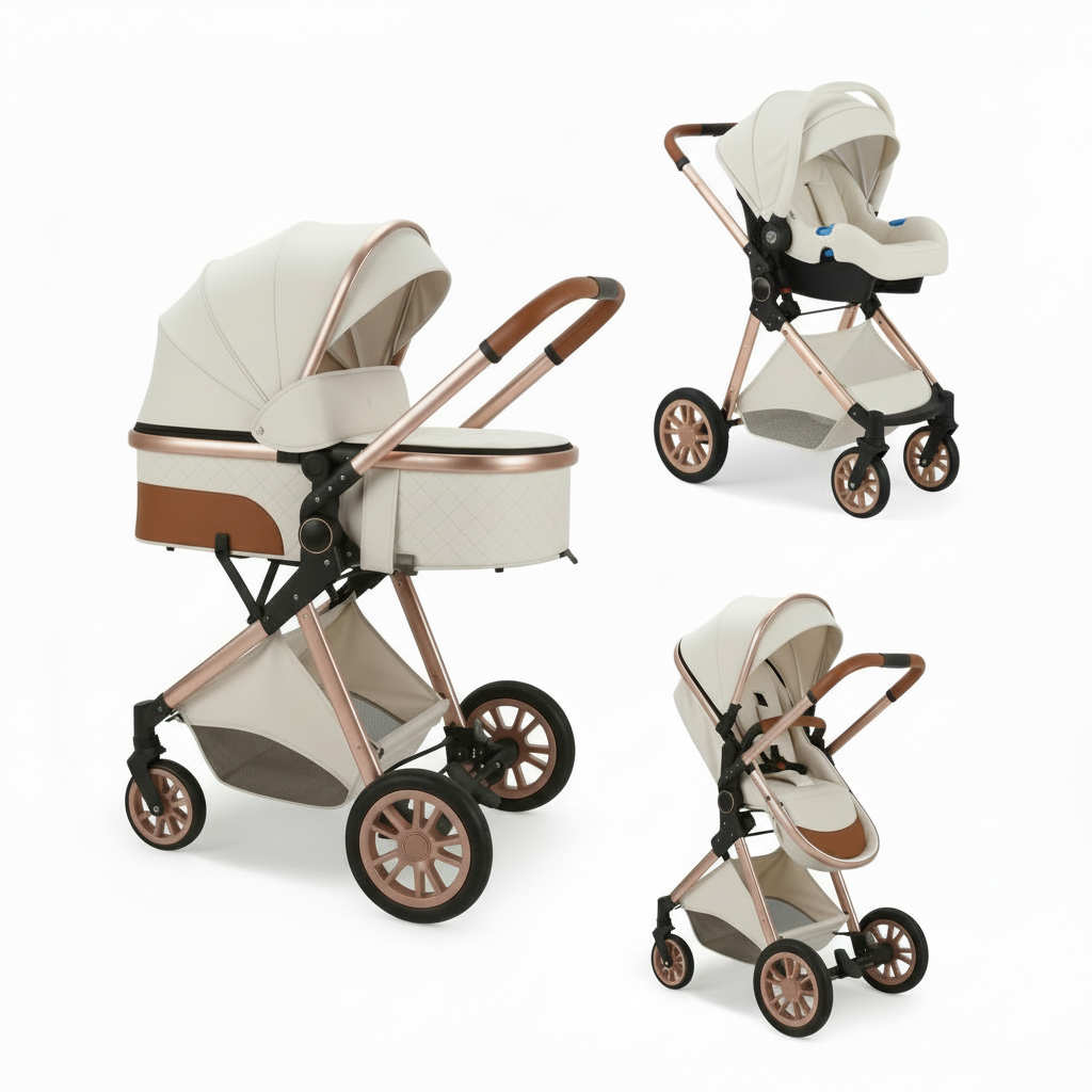 3-in-1 Stroller Complete Newborn Pack – 6 Accessories Included, Carrycot, Group 0+ Car Seat, Reversible Seat, 0-3 Years | TrioNest™ URBANIA