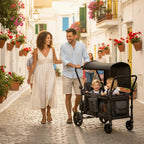 Poussette Wagon 4 Places Tout-Terrain – Harnais 5 Points, 150 kg, Toit UV, 8 Rangements, Pliable | TrioNest™ Wagon TrioNest™ Poussette 3 en 1