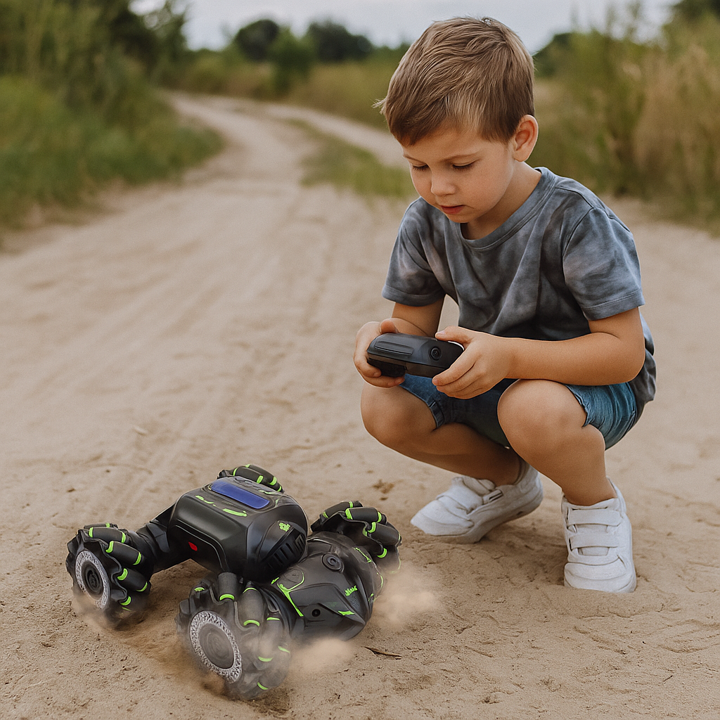 Voiture Télécommandée Acrobatique – Bracelet Gestuel, 360° Flips, LED, Batterie 20 Min, Toutes Saisons | AcroStorm by TrioNest™