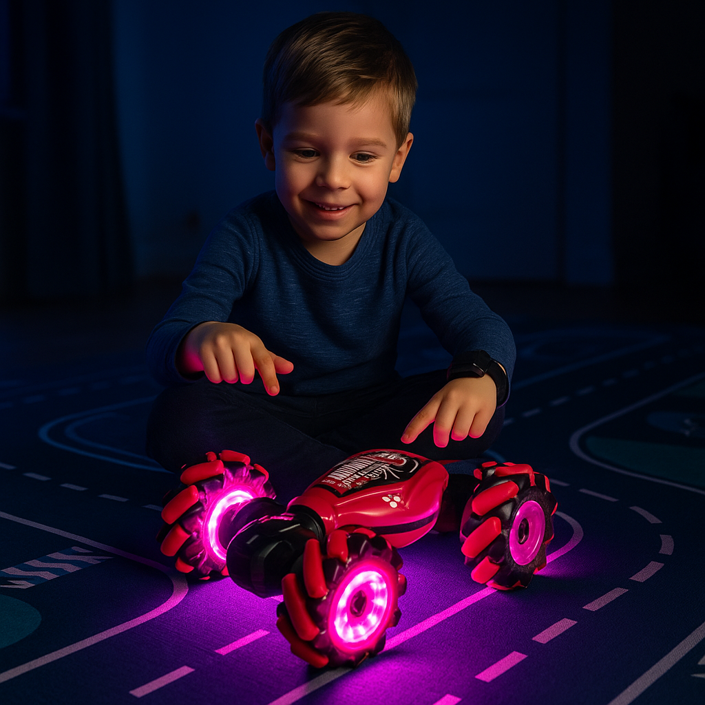 Voiture Télécommandée avec LED – Contrôle Gestuel, 360°, Cascades, Pneus Antidérapants, Toute l'Année | GestureX by TrioNest™