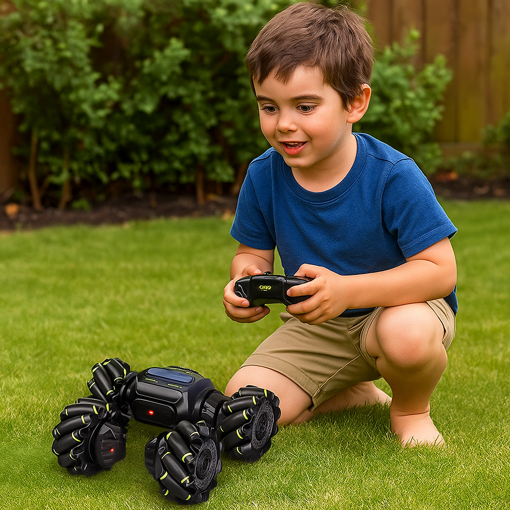 Voiture Télécommandée Acrobatique – Bracelet Gestuel, 360° Flips, LED, Batterie 20 Min, Toutes Saisons | AcroStorm by TrioNest™