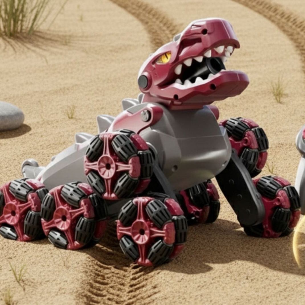 Voiture Télécommandée Tout-Terrain Dinosaure TrioNest™ DINODRIVE™ | 8 Roues 360°, Spray Feu, LED & Sons | 3 Coloris