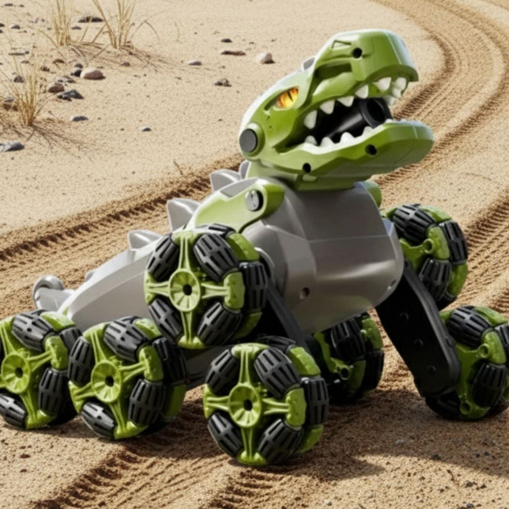 Voiture Télécommandée Tout-Terrain Dinosaure TrioNest™ DINODRIVE™ | 8 Roues 360°, Spray Feu, LED & Sons | 3 Coloris