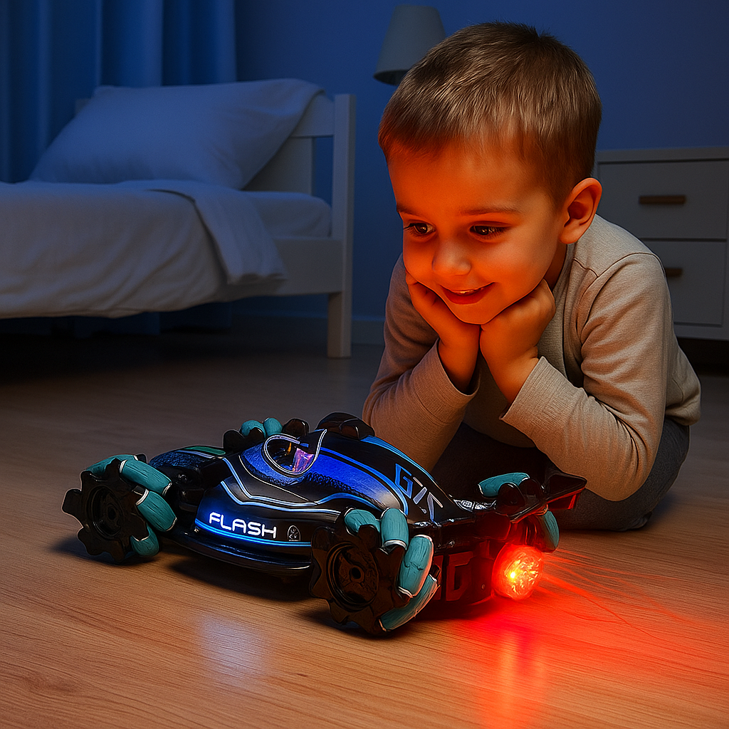 Voiture Télécommandée avec Spray – LED Multicolores, Musique, 2,4 GHz, Batterie Rechargeable | MistRacer by TrioNest™
