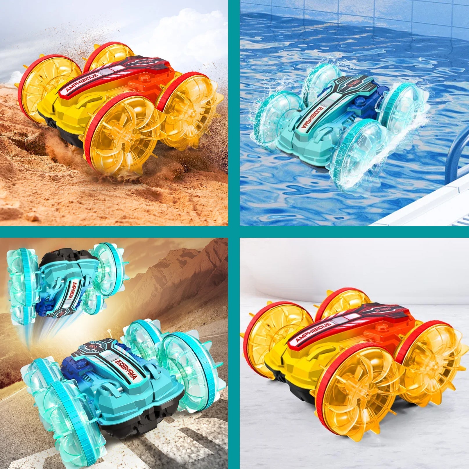 Voiture Télécommandée Enfant Flottante – Tous Terrains, Eau, Plage, Jardin, Toute l'Année | AquaRacer by TrioNest™