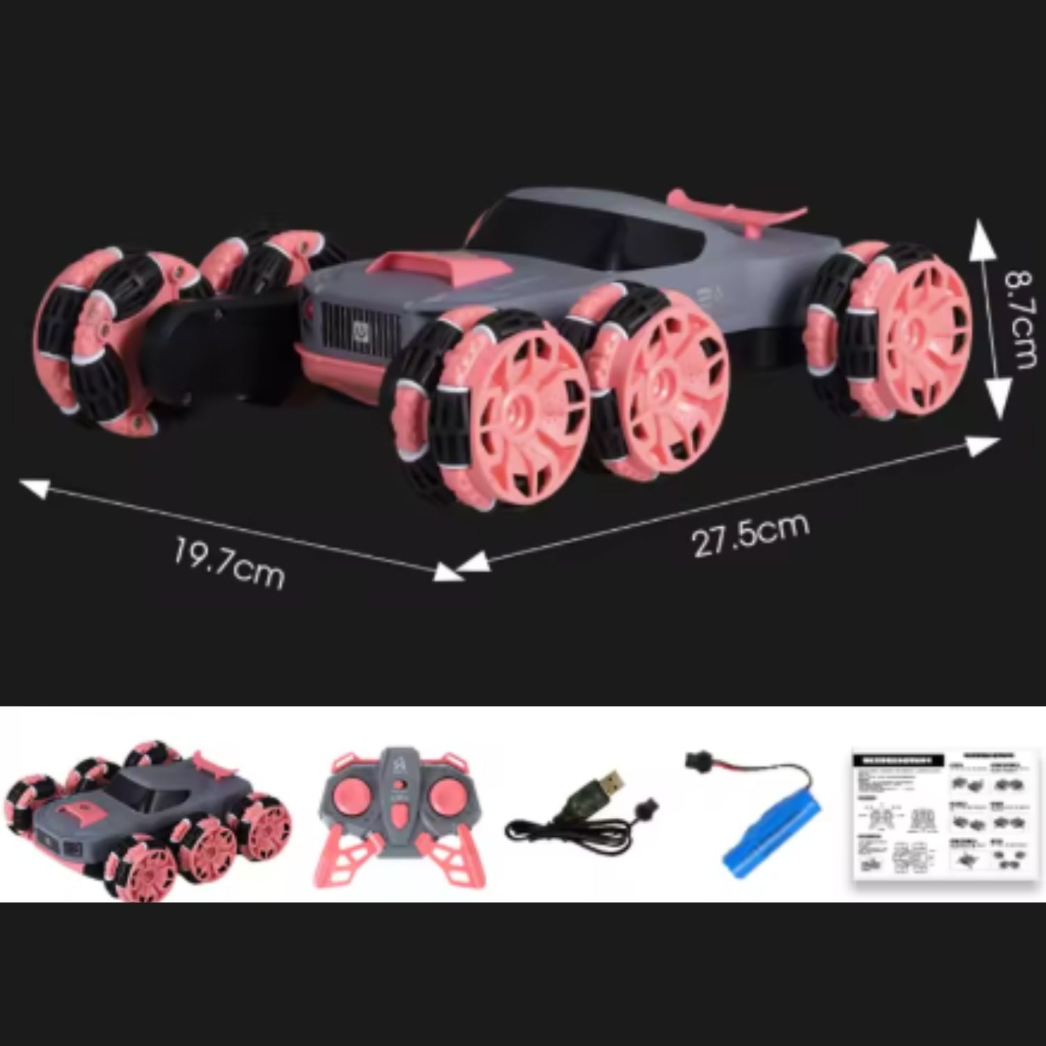 Voiture Télécommandée Enfant 360° – 6 Roues, Dérives, LED, 35 Min Autonomie, Portée 40m | SpinRacer by TrioNest™