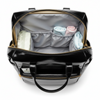 Sac à Dos à Langer Cuir Rose Poudré - Design Chic & Féminin - Imperméable avec Attaches Poussette Incluses | TrioNest™ Élite
