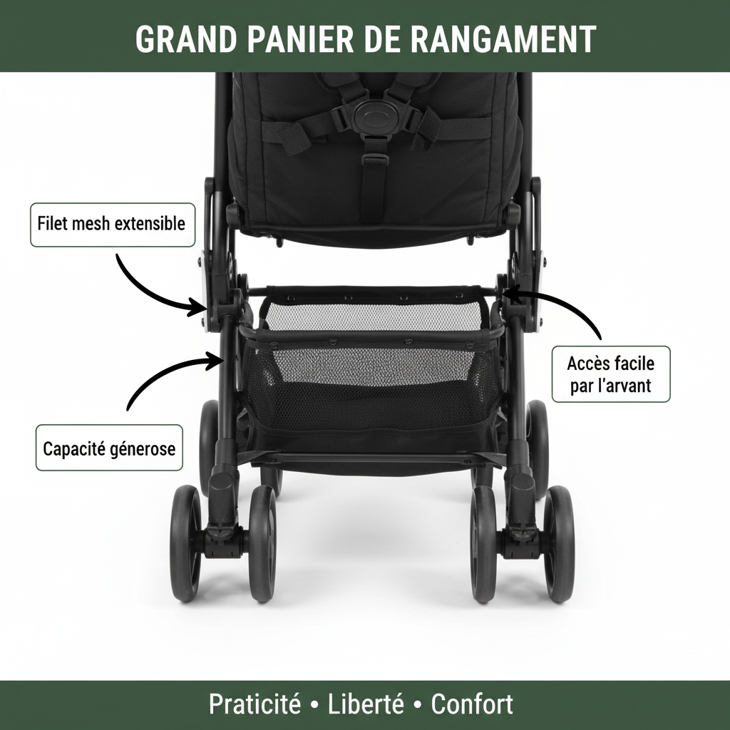 Poussette Voyage Trionest™ | Format Cabine Avion & Tout-Terrain Silencieuse | Ultra-Compacte & Pliable d'une Main (5,8 kg)